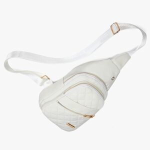 NWT Crossbody Sling Bag White with Gold Zippers/Hardware One Size